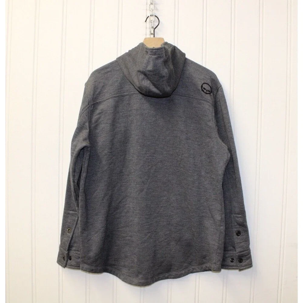 Harley Davidson Long Sleeve Snap Embroidered‎ Hooded Knit Sweater Mens Size L